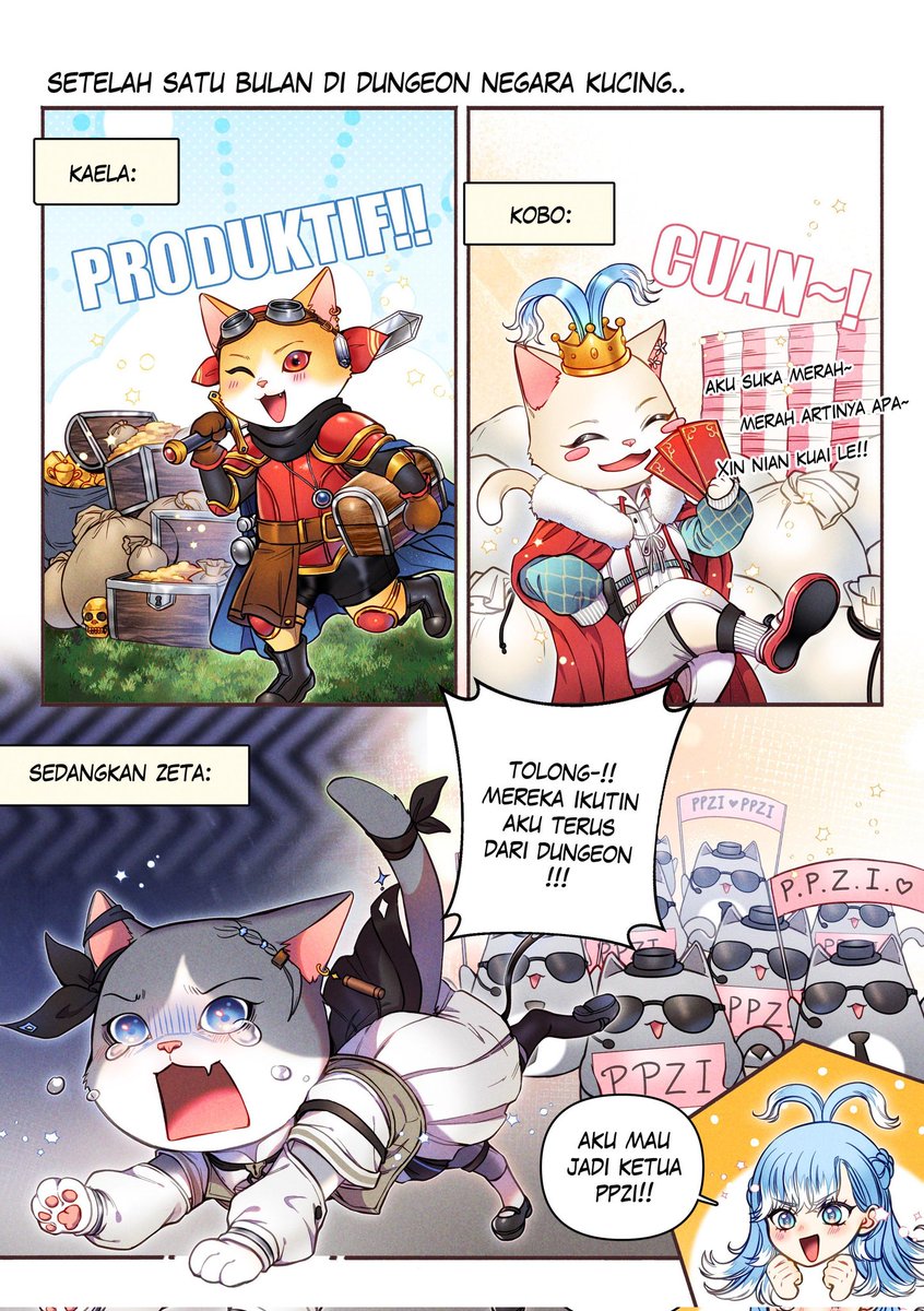 Mastermind023's tweet photo. Seneng banget dapet kesempatan comission ke @maghfirare, comic artist kebanggaanku!🔥 Ini komik iseng, gmn kalo HoloH3ro @vestiazeta @kaelakovalskia @kobokanaeru beneran hero? #VestiaZeta #zetacrylic #inKaela #AeruSeni #PPZI https://t.co/mfcsR1tv7c