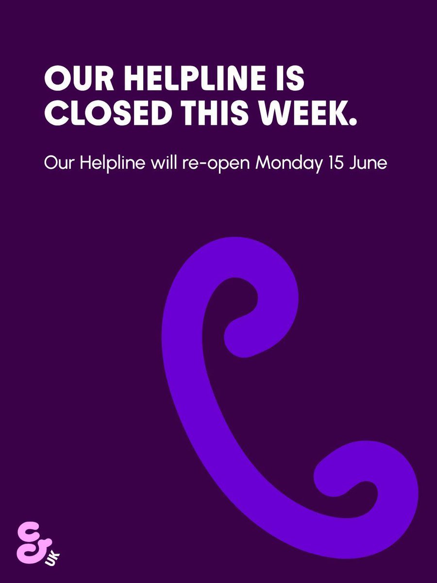 CrohnsColitisUK's tweet photo. Due to unforeseen circumstances, our Helpline is closed for the rest of the week, reopening on Mon 15 June.

For urgent medical advice, call NHS 111 or Phone First in NI. In an emergency, call 999 or go to your nearest A&amp;E. For emotional support, call the Samaritans on 116 123. https://t.co/Ftgx7u2gBh
