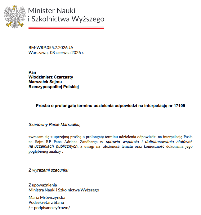jaktonie's tweet photo. VI 25: Zakończcie strajk, a my zrobimy program finansowania stołówek na uczelniach do końca 2025 - obiecała studentom UW wicemin. Zioło-Pużuk @MNiSW_GOV__PL 
V 26: interpelacja z pytaniem co tam jak tam
VI 26: prolongata, złożoność tematu, PO ROKU trzeba pogłębionej analizy.
🤷 https://t.co/A44rW7UmQN