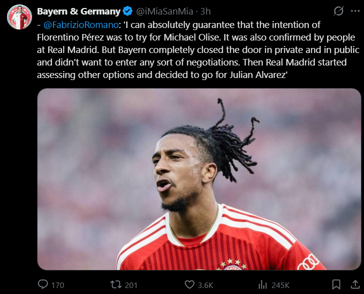 borasty_'s tweet photo. @TarantulaZKongo @EEskkyy @_LGalacticos @FabrizioRomano Bayern od razu uciął negocjacje ale napaleni dziennikarze z podziemi chcą zarobić. Sam Olise też nie podjął stanowiska w tej sprawie. https://t.co/5nrs09s9NQ