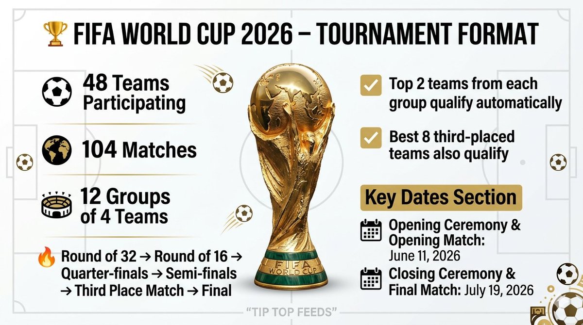 TIPTOPFEEDS's tweet photo. Countdown to the #fifaworldcup
Here's the tournament format.... https://t.co/lORmJTXGKj