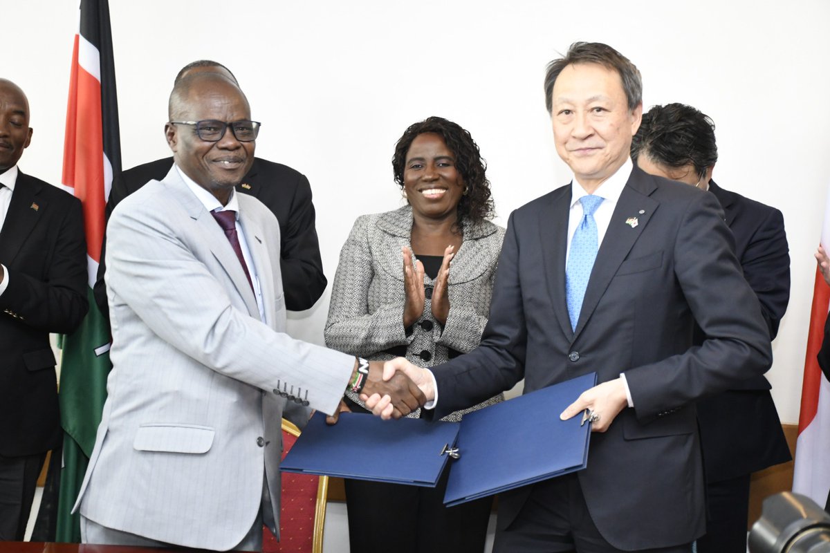 uonbi's tweet photo. Today, the University of Nairobi signed agreements with Shimizu Corporation under the Kenya–Japan Labour Mobility Agenda to develop the next generation of construction managers.

The 3-year programme will provide:
- Free Japanese language training
 - Practical construction management experience in Japan
 - International exposure and career pathways for Kenyan talent

The signing ceremony, held at the State Department for Diaspora Affairs, was witnessed by Dr. Beatrice Inyangala, Principal Secretary for Higher Education; Mr. Horib Tomonobu of the Embassy of Japan; Amb. Isaiya Kabira,  Amb. Moi Lemoshira; and senior representatives of Shimizu Corporation, including Mr. Kenzo Matsumoto and Mr. Hitoshi Fujita.

We commend the Technical University of Kenya @TU_Kenya, which also signed an agreement with Shimizu Corporation under this initiative today. Together, our institutions are expanding opportunities for Kenyan students and contributing to the development of a globally competitive workforce that will support Kenya's and Africa's infrastructure ambitions. #WeareUoN