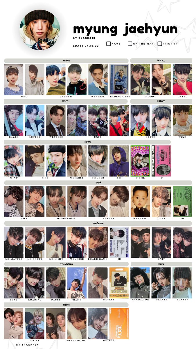 trash4jk's tweet photo. 🐰BOYNEXTDOOR PC PHOTOCARD WISHLIST TEMPLATE 🐰

! by member + photocard all album inclusions 

[updated June 10th 2026]

members - sungho, riwoo, myung jaehyun &amp; taesan 

#boynextdoor #boynextdoortemplate #boynextdoorphotocards https://t.co/r7hNUUUjcj