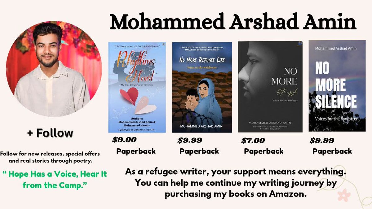 author_arshad's tweet photo. 𝗥𝗵𝘆𝘁𝗵𝗺𝘀 𝗼𝗳 𝘁𝗵𝗲 𝗛𝗲𝗮𝗿𝘁: https://t.co/nj6foeLYTK
𝗡𝗼 𝗠𝗼𝗿𝗲 𝗥𝗲𝗳𝘂𝗴𝗲𝗲 𝗟𝗶𝗳𝗲: https://t.co/3dpIIlOYnW
𝗡𝗼 𝗠𝗼𝗿𝗲 𝗦𝘁𝗿𝘂𝗴𝗴𝗹𝗲: https://t.co/egAxPqBkk7
𝗡𝗼 𝗠𝗼𝗿𝗲 𝗦𝗶𝗹𝗲𝗻𝗰𝗲: https://t.co/exIokqrY0W

@author_arshad https://t.co/FcDKXjJm7z