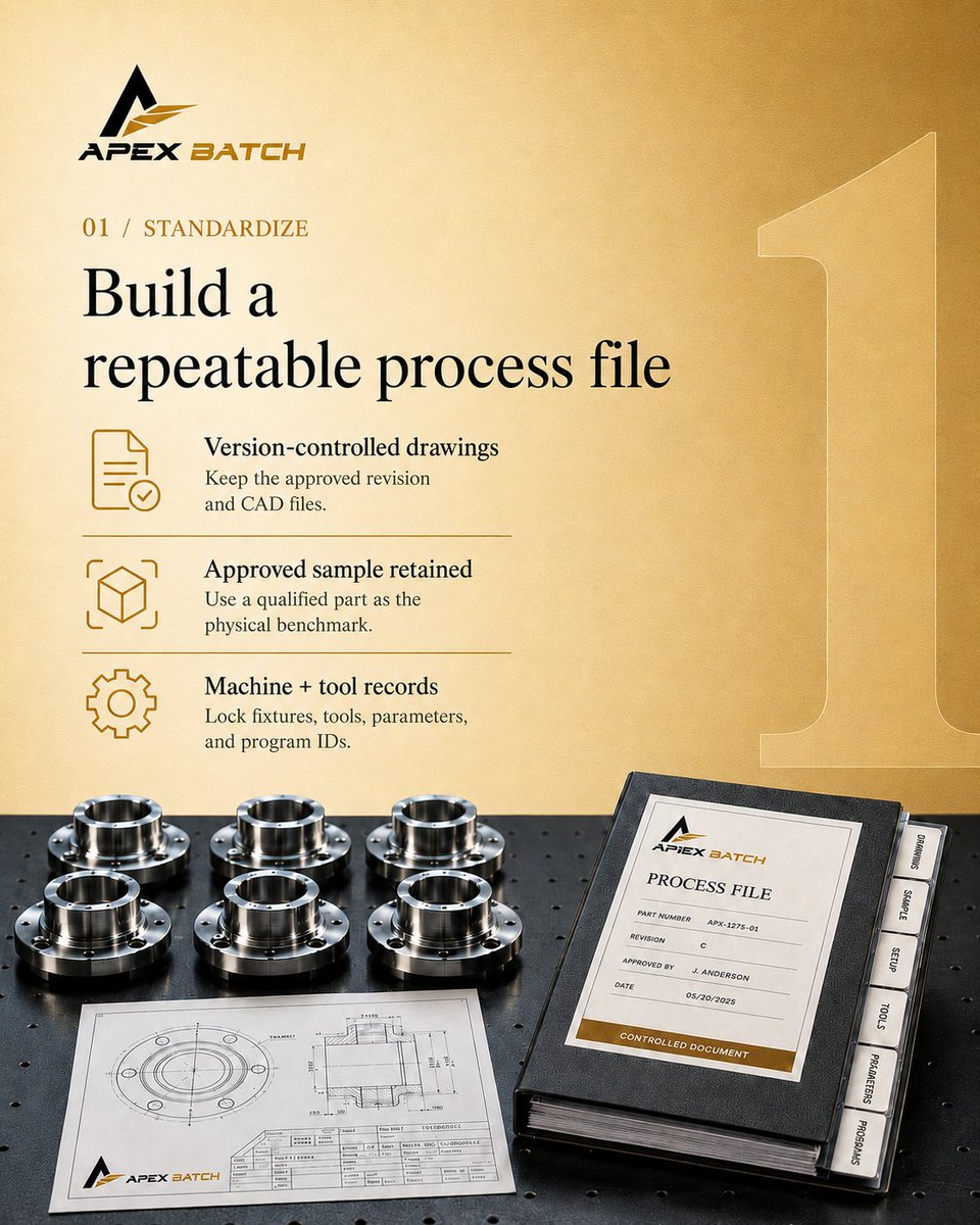 ApexBatch's tweet photo. Will your next batch match the first one?
For custom parts, consistency means stable dimensions, matching finishes, and repeatable production from one run to the next.
ApexBatch helps keep repeat orders stable across batch manufacturing.
Send your drawing to ApexBatch.
#ApexBatch https://t.co/bCuFWptCd5