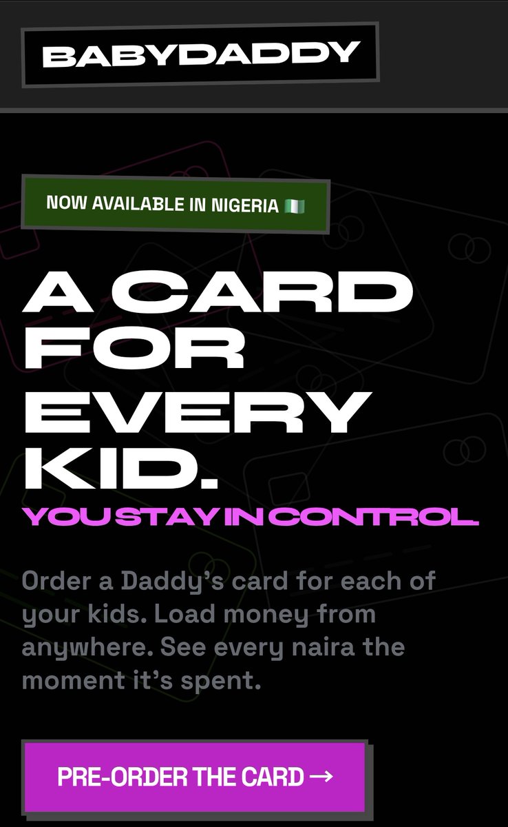 Wizarab10's tweet photo. There is this app for fathers who want to be very active in their kids lives called BabyDaddy.

It comes with a Master Card you top up for your kids and you can monitor their spending habit from your phone wherever you are. It is a good way to teach your kids financial intelligence and healthy spending habit from a young age.

If you are a super dad, do this for daddy's babies https://t.co/YjJf593khN