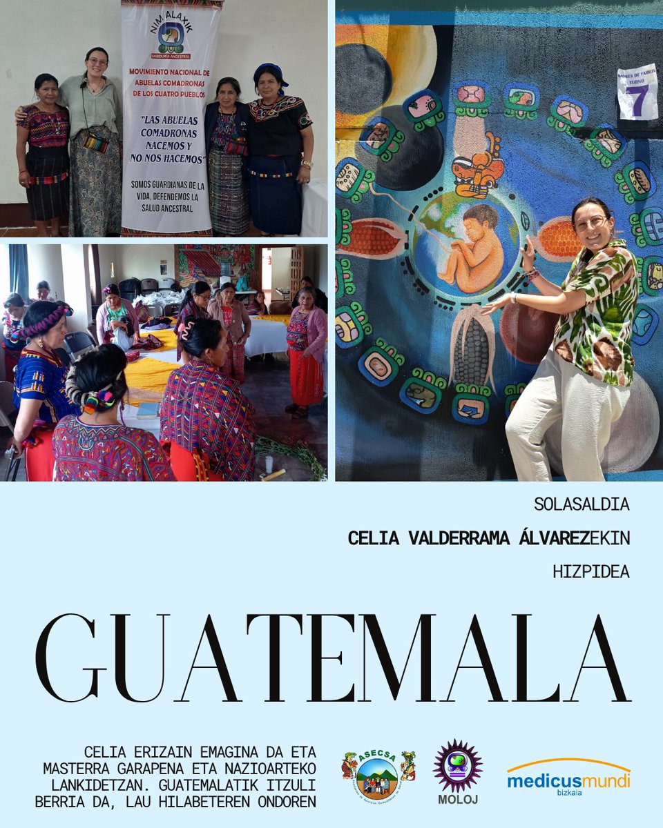 medicusmundibiz's tweet photo. Celia👩🏻‍⚕️👩🏻‍🍼 Guatemalatik itzuli da 🇬🇹🛬. 4 hile eman ditu  @asociacionmoloj @AsecsaG eta @medicusmundibiz 🌎🫱🏻‍🫲🏾 elkarteekin.

Solas 🗣️ gaitezen Guatemalaz, lankidetzaz, osasunaz:
🗓️ Eguena, ekainak 11
🕡 18:15
📍 @cmbizkaia, k/Lersundi 9, 4 (Ledo II aretoa)

Zuen zain egongo gara!👋🏼 https://t.co/Ds69dw2QzP