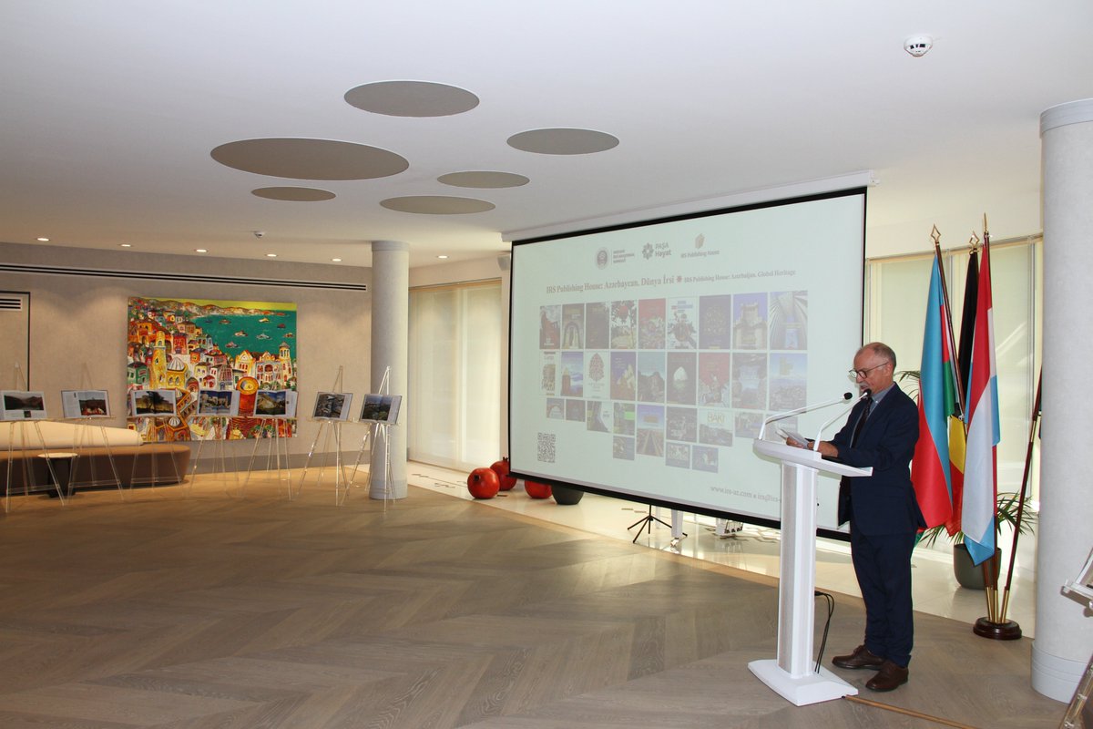 AZMissionEU's tweet photo. 🇦🇿🇧🇪 The book exhibition of IRS Publishing House at the Embassy also featured presentations by Musa Marjanli, Director of the publishing house, Prof. Philippe Humble of @ULBruxelles, and @ABuscardini  , Head of @TravelTomorrowX.

The speakers shared their perspectives on Azerbaijan’s cultural heritage, multicultural values, and growing tourism potential, highlighting the importance of cultural exchange and mutual understanding.

#Azerbaijan #Belgium #Brussels #CulturalDiplomacy #CulturalHeritage #Multiculturalism #Tourism #IRS