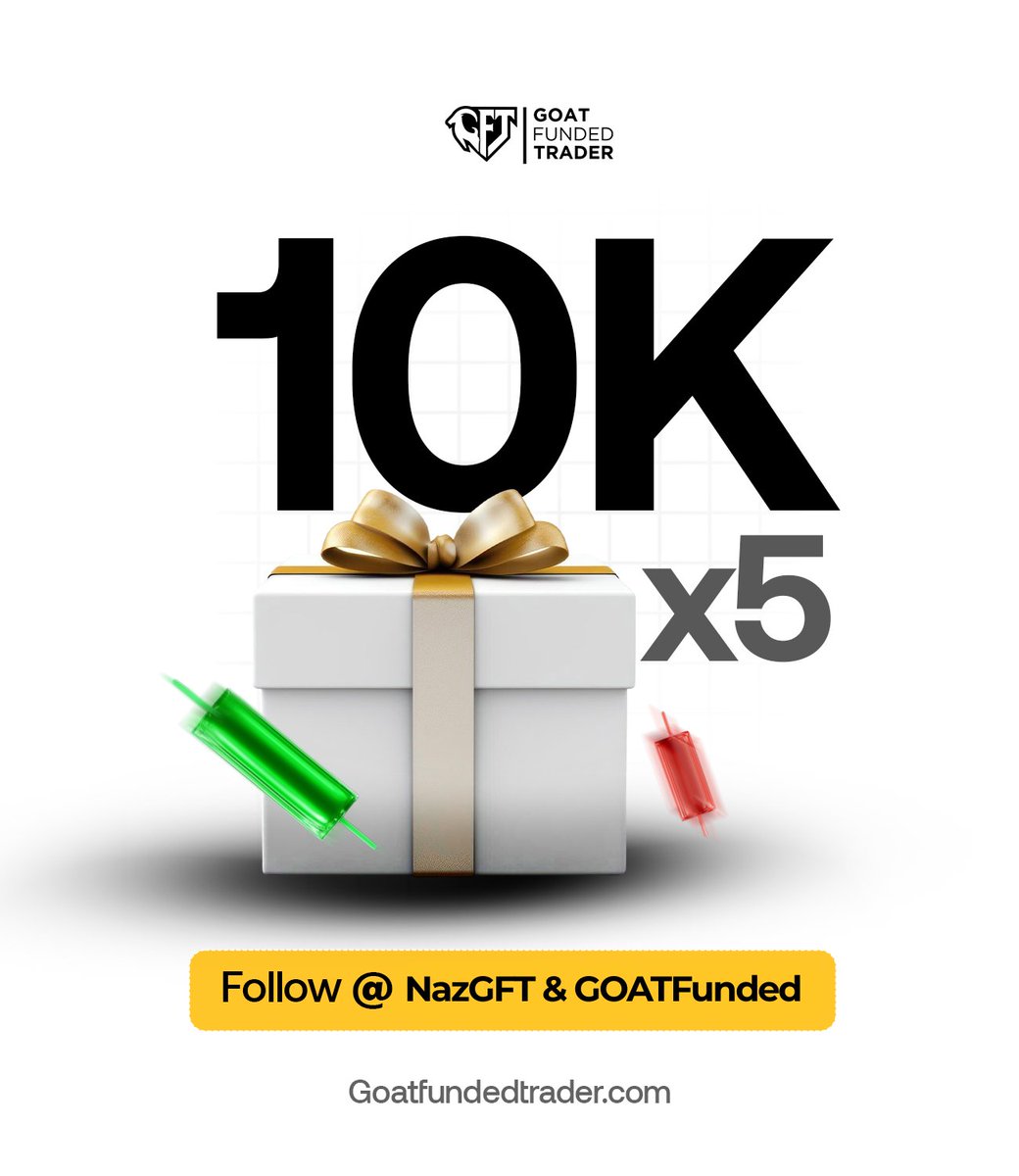NazGFF's tweet photo. 🚀 5x 10K ACCOUNT GIVEAWAY 🚀

Want a free 10k funded account? 

To Enter:
1️⃣ Follow @NazGFT &amp; @Goatfunded
2️⃣ Like &amp; Retweet
3️⃣ Tag 2 traders

⏳ Winners in 72 hours! https://t.co/DKOVXStLbA