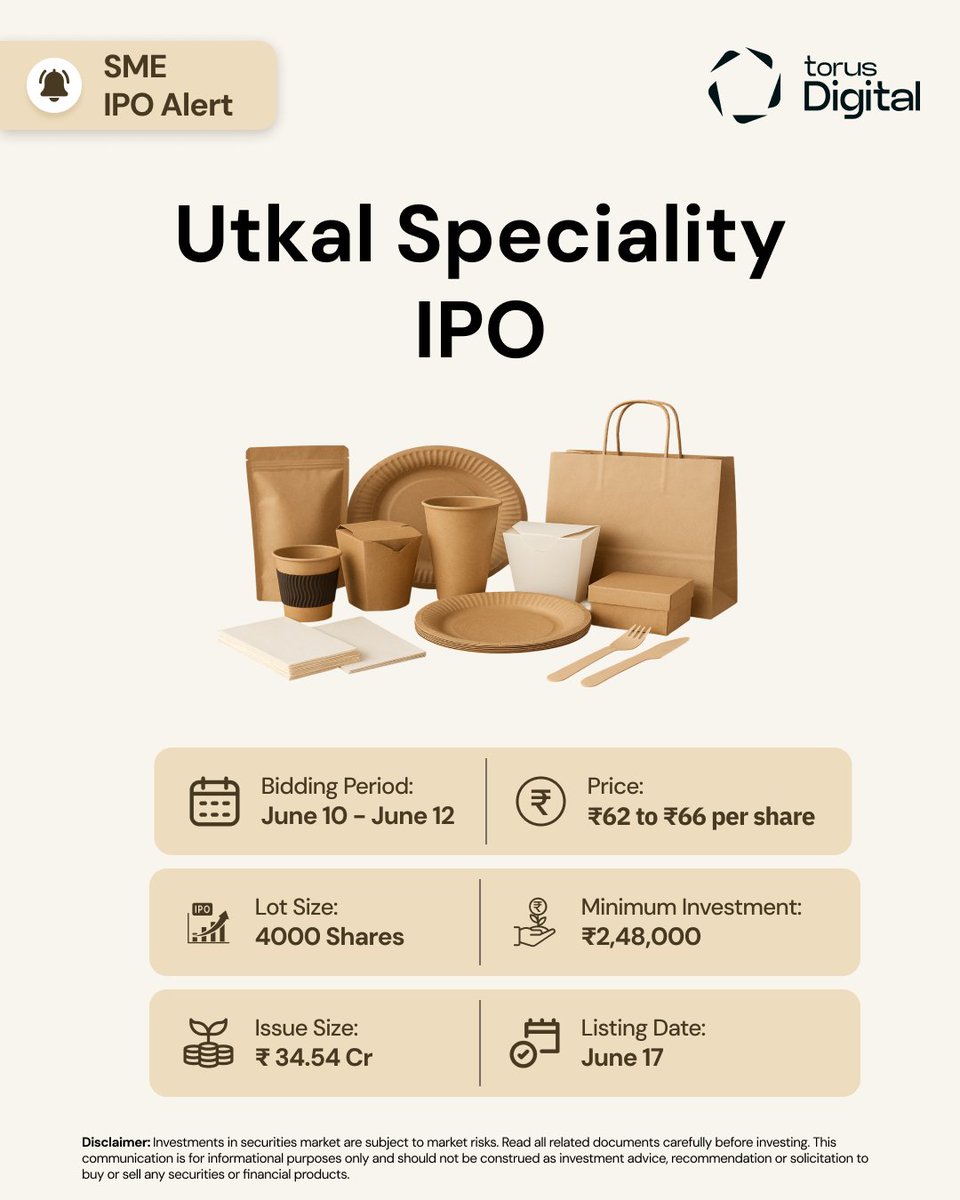 torus_digital's tweet photo. SME IPO Open Alert!
Planning to invest? Let us know below.

More details: https://t.co/rcuVQyryWF

#IPO #UpcomingIPO #IPOInvestment #IPOAlert #IndianStockMarket #StockMarketIndia #Investing #Trading #ShareMarket #DalalStreet #SMEStocks #IPOUpdates #MarketNews #TorusDigital https://t.co/zs1XnIdFyy