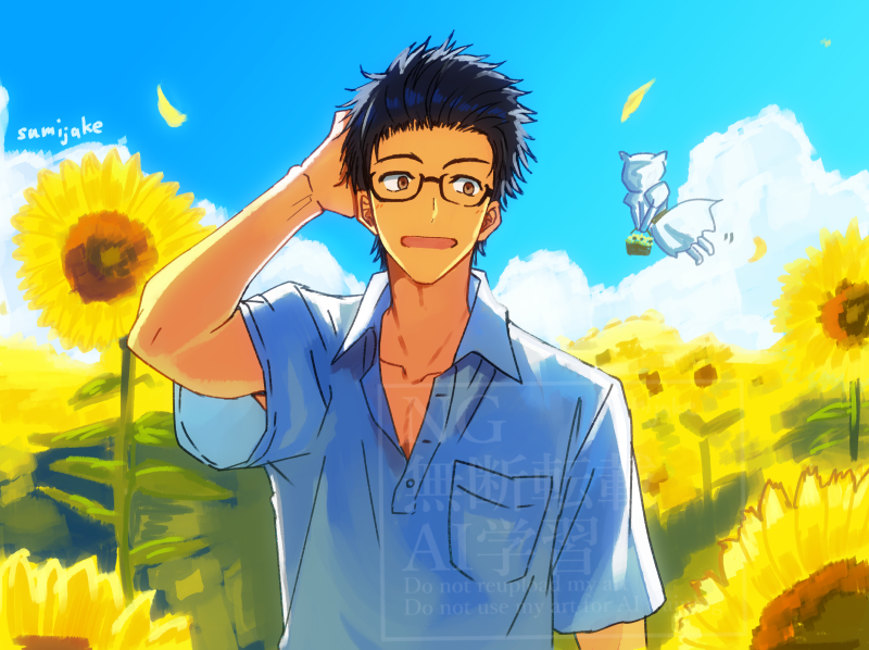 sumijake's tweet photo. 今年はエルニーニョで暑くなるらしいので一足早くひまわり畑のドワイトを再掲しちゃいます ＃DbD #DbDアート https://t.co/5yd58BlZ7E