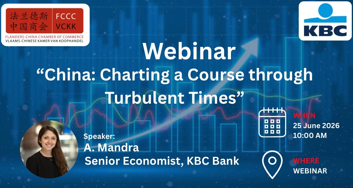 FCCCommerce's tweet photo. 🇨🇳 Webinar | China: Charting a Course through Turbulent Times

The current geopolitical and geoeconomic landscape is creating both challenges and opportunities for China's economy. While resilient exports have supported growth in recent years, China now faces rising trade tensions, supply chain risks, persistent domestic demand challenges, and a rapidly changing global environment.

Join the FCCC for an exclusive webinar with Allison Mandra, Senior Economist at KBC Bank, as we explore China's economic outlook and discuss how the country is expected to navigate these developments in the years ahead.

📅 25 June 2026
⏰ 10:00–11:00 CEST
💻 Online
🎟️ Free participation

👉 Register here:https://t.co/gHfLvk2GEd

#ChinaEconomy #ChinaBusiness #EconomicOutlook #InternationalTrade #GlobalEconomy #SupplyChains #Webinar #KBCBank #ChinaMarkets #EmergingMarkets #BusinessInsights