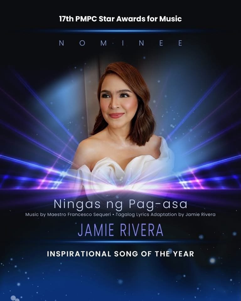 JamieRivera829's tweet photo. Congratulations to #StarMusicPH artists who's nominated in this year's 17th PMPC Star Awards for Music! ❤️💚💙🎶

Mabuhay ang OPM! 

The winners of the 17th PMPC Star Awards for Music will be announced on June 25, 2026, at Teatrino Promenade in San Juan City. https://t.co/5zqf33lDqc