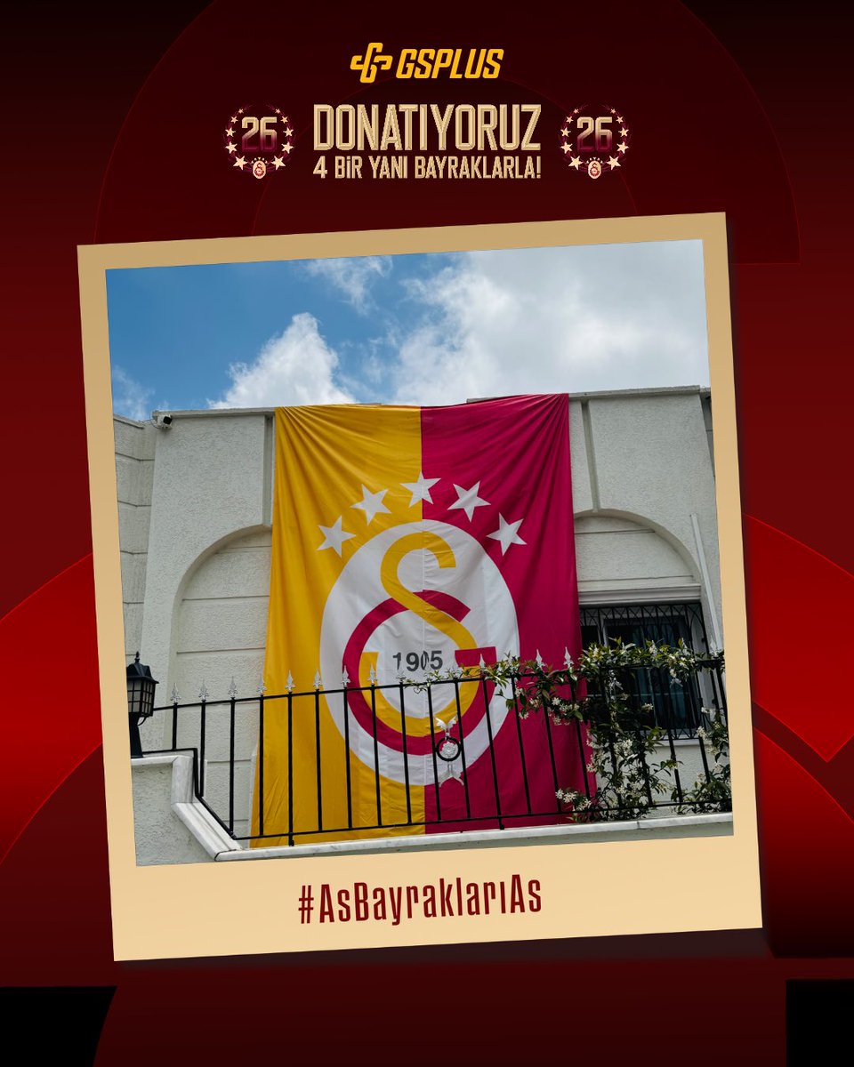 GalatasaraySK's tweet photo. 😍 Türkiye’nin ve dünyanın 4 bir yanını Galatasaray bayraklarıyla donatıyoruz!  💛❤️

📍 İskenderun / Hatay
📍 Manisa
📍 Fethiye / Muğla
📍 Kadıköy / İstanbul

Sen de bayrağını gururla as, fotoğrafını çek ve GSPlus uygulamasında lokasyonunu yazarak yükle; yayınlayalım!

📲 #AsBayraklarıAs