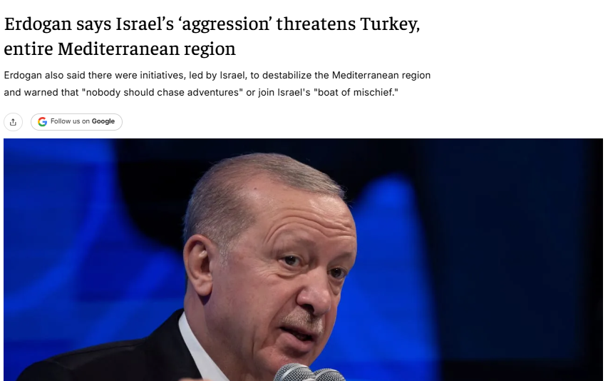 IsraelMilitaryC's tweet photo. After Turkey's F-16 fighter jets harassed aircraft carrying the defense ministers of Greece, France, and the Netherlands while they were en route to an informal European Union (EU) defense meeting in Cyprus. Erdoğan accuses Israel of aggression. https://t.co/nMHonYVcWJ