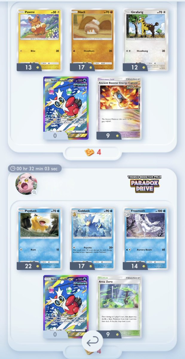 FuNEO0613's tweet photo. Iron Bundle keeps staring at me, it’s kinda scary 👀🐧

#PokémonTCGPocket
#ポケポケ #WonderPick https://t.co/EqdYu9yfp5