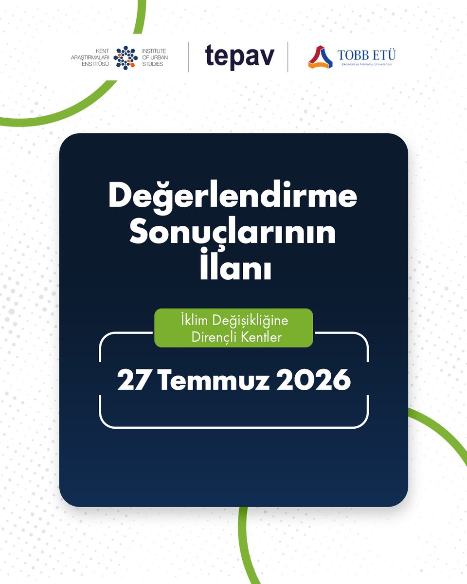KAEnstitu's tweet photo. 11. Kent Araştırmaları Kongresi Takvimini Kaydetmeyi Unutmayın! 🗓️🌍
Ana teması “İklim Değişikliğine Dirençli Kentler” olan kongremiz için önemli tarihleri kaçırmayın! Hibrit formatta gerçekleşecek bu büyük buluşmada yerinizi almak için takvimi inceleyin ve başvurunuzu yapın. 👇

Tarihleri görmek için kaydırın! ➡️
📍 12-13-14 Ekim 2026 | TEPAV, Ankara & Çevrimiçi (Hibrit)
İklim krizine karşı dirençli kentleri birlikte inşa etmek ve bildiri başvurunuzu gerçekleştirmek için linke tıklayın! 🔗Detaylı Bilgi & Başvuru: https://t.co/14pdOWwesF

#COP31 #ICUS2026 #KentAraştırmalarıKongresi #ResilientCities #İklimDeğişikliği