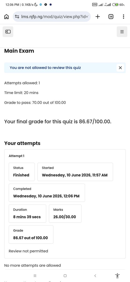 PluggedByDeji's tweet photo. NJFP exam fully dealt with! 86.67% no be beans. 😮‍💨🙏
Onto the next stage with full energy. Congratulations to everyone else who made it through! 🥂 #NJFP https://t.co/nlE4hCv8F5