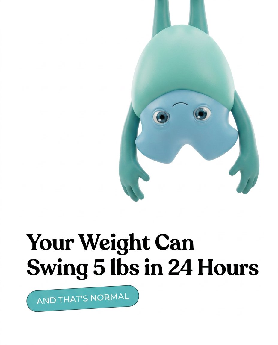 cubyapp's tweet photo. Stop letting the morning scale number ruin your day. A 5 lb swing in 24 hours is normal (it's mostly water weight!). Focus on the long-term trend, not the daily noise. Cuby's Weight Trendline shows you the real picture. Download and see for yourself. https://t.co/ugLcqckJzO