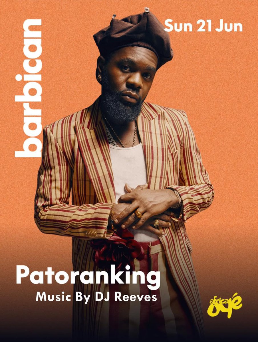RevolvePlus's tweet photo. @AfricaOye x @barbicancentre bring the heat to 🇬🇧 UK’s biggest celebration of African music and culture!
@Patoranking alongside Ghorwane & Kizaba will take the stage, showcasing the sound, soul, and spirit of the continent.
#RevolvePlus #AfricaOye #Barbica #AfricanMusic https://t.co/PSbgqWGGSC
