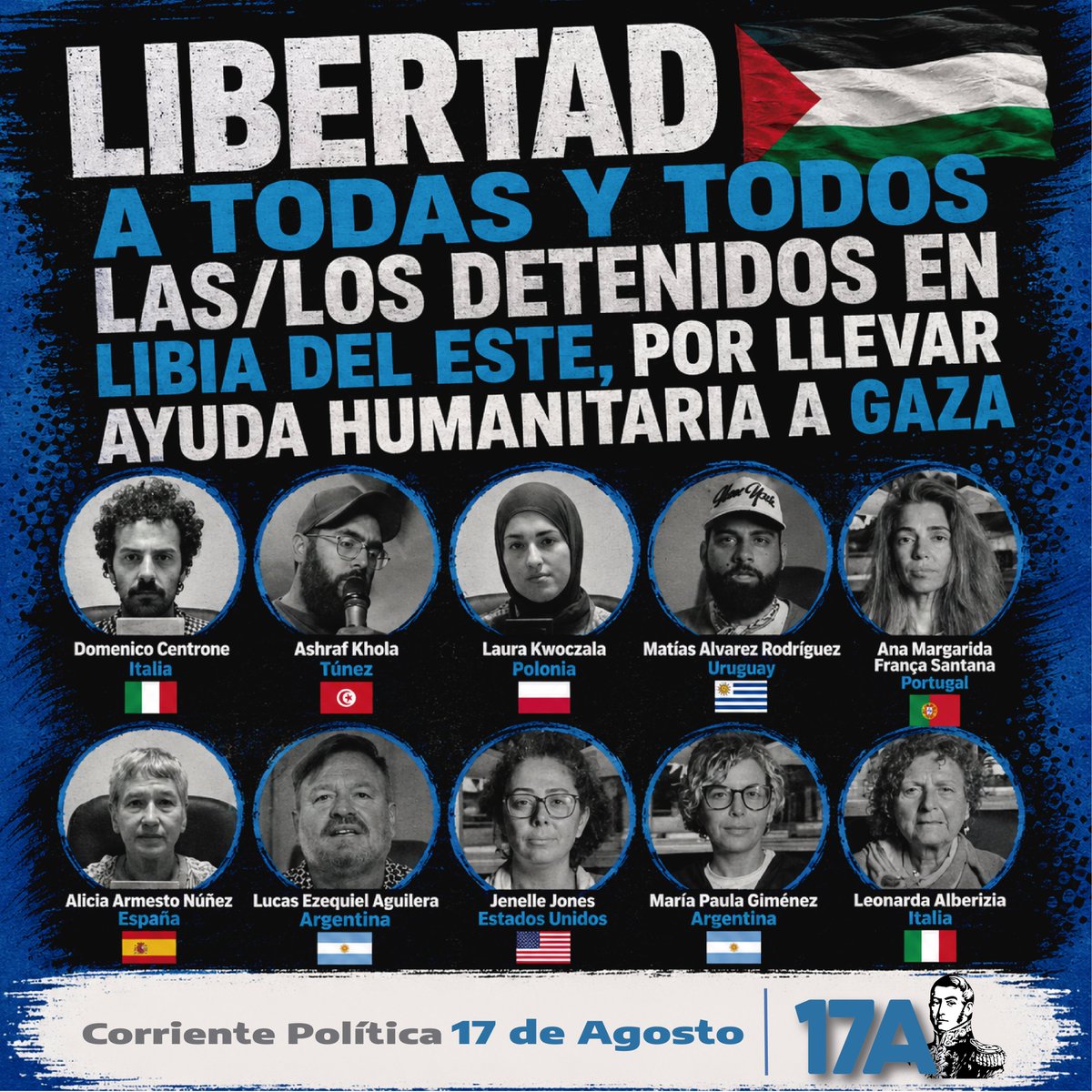 marcelo_yaquet's tweet photo. 𝐋𝐚 𝐚𝐲𝐮𝐝𝐚 𝐡𝐮𝐦𝐚𝐧𝐢𝐭𝐚𝐫𝐢𝐚 𝐲 𝐥𝐚 𝐬𝐨𝐥𝐢𝐝𝐚𝐫𝐢𝐝𝐚𝐝 𝐧𝐨 𝐬𝐨𝐧 𝐝𝐞𝐥𝐢𝐭𝐨𝐬

Libertad a @PaulaGimenez_Ok @LucasAguilera__ 🇦🇷 y demas voluntarios de 🇺🇾🇮🇹 🇹🇳🇵🇱🇵🇹 🇪🇸 🇺🇸 del convoy terrestre Sumud Magreb, que permanecen detenidos en #Libia 🇱🇾, desde hace 17 días https://t.co/sK91E6sh0y