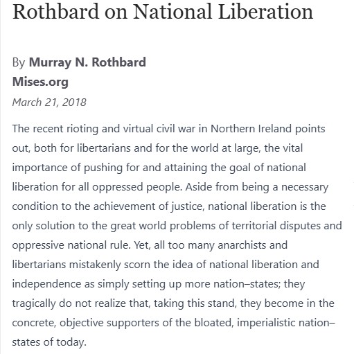 Rothbardianism's tweet photo. #Nationalism is not a unitary, monolithic phenomenon. If it is aggressive, we should oppose it; if #liberatory, we should favor it.
#Rothbard
https://t.co/GpbwwkcIAU https://t.co/JheTRKONMm