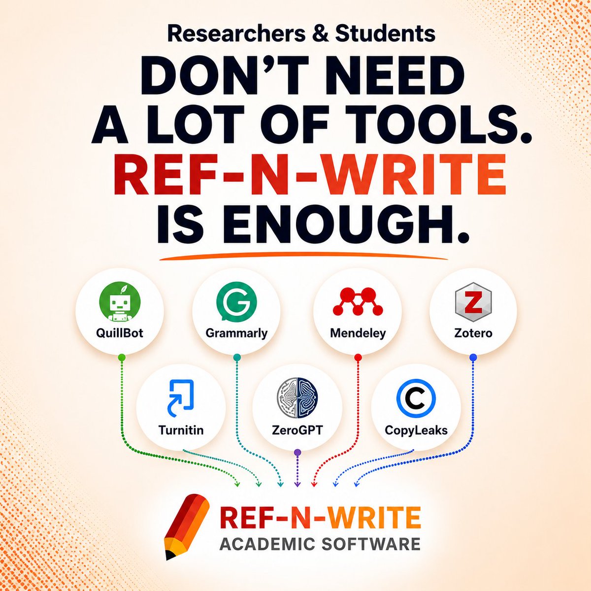refnwrite's tweet photo. 🚀 1 million+ researchers and students have already simplified their writing workflow.

Why juggle multiple tools when Ref-n-write does it all? Ref-n-write combines writing assistance, citations, plagiarism checks, and AI reports in one powerful platform.

📚 One tool. Everything you need.

👉 Try Ref-n-write today: https://t.co/OuwFlGM8Vb
