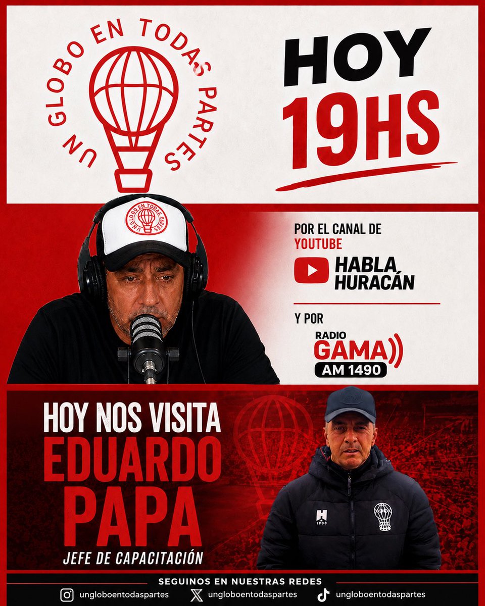 ungloboentodas's tweet photo. #Huracán

Miércoles  10/6/26
desde las 19:00hs.

Te esperamos ,con la mejor información ℹ️ 🎈.
Analizamos el futuro y cómo nos importa tu opinión vamos a interactuar a Full con el chat Online .
Hoy nos visita Eduardo Papa responsable del área de captación del globo 🎈.

EN VIVO🔴 dese E27 Contenidos hacemos @ungloboentodas  con
@martinr007  y el mejor equipo periodístico .
@Cuchirlo 
Eze Cabrera
Gabriel Vancelloto 
Juan Lepore. 
@tanodelpercio 

Para todo el 🌎 x @HablaHuracan  
y AM 1490 @Gamma1490  

🔽
https://t.co/pbDwxfCc7h