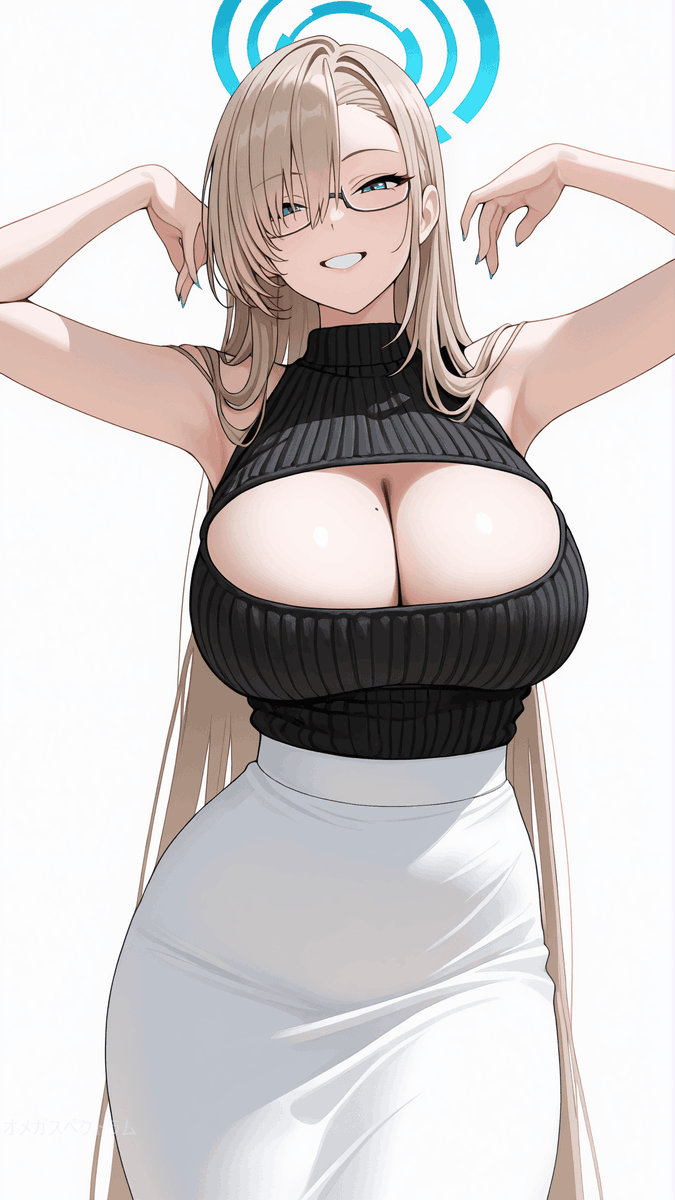 Bcm0ou's tweet photo. ブルーアーカイブより
アスナのノースリーブニット
＃AIイラスト　＃ブルアカ https://t.co/ZAjBG3PwES