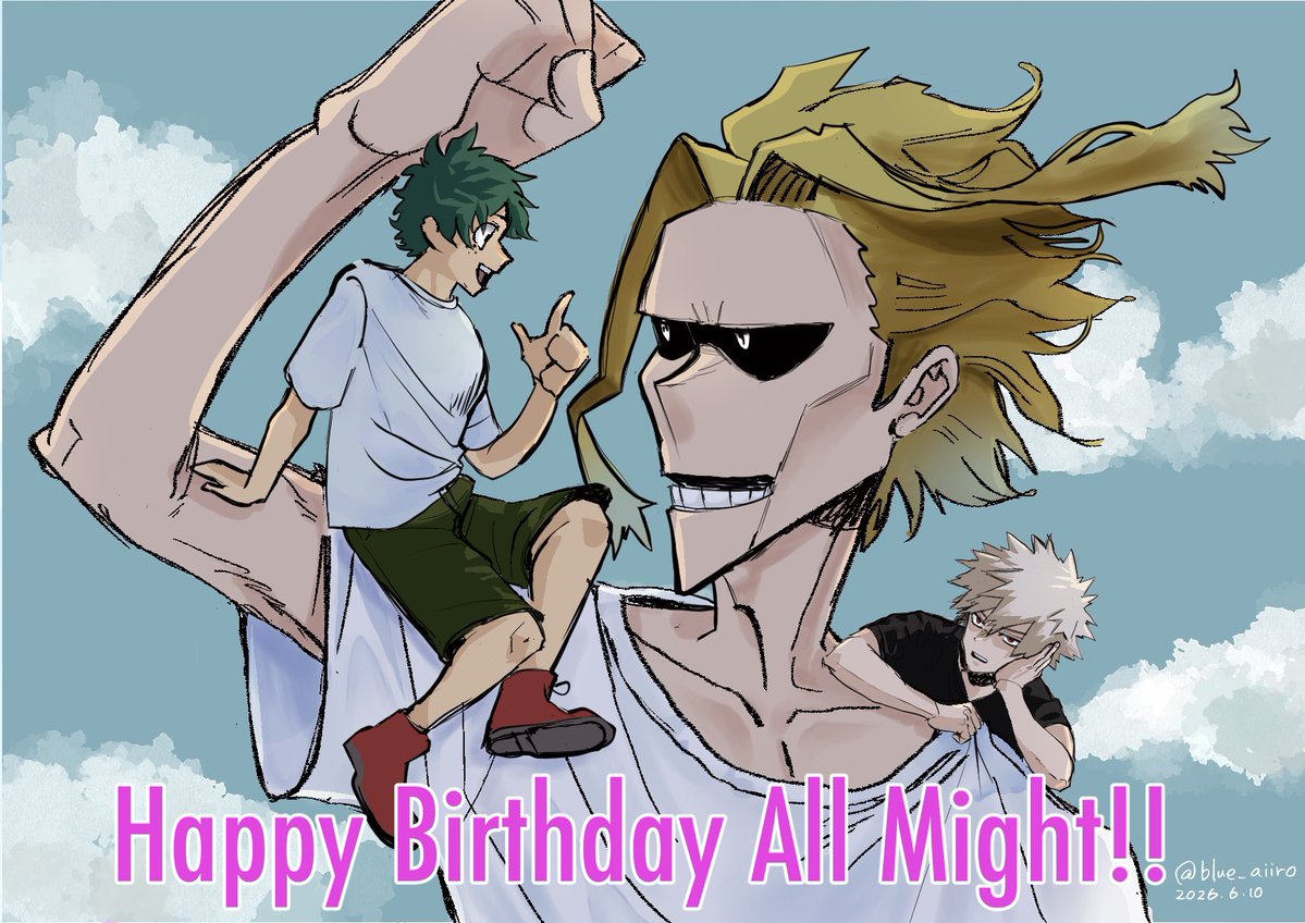 blue_aiiro's tweet photo. オールマイト、お誕生日おめでとう🎂
6年前の絵をリメイクしてみましたよ〜
(左が2020年、右が2026年)
#オールマイト誕生祭2026
#オールマイト生誕祭2026
#ALLMIGHTBDAY2026 https://t.co/YoyotNI5LK