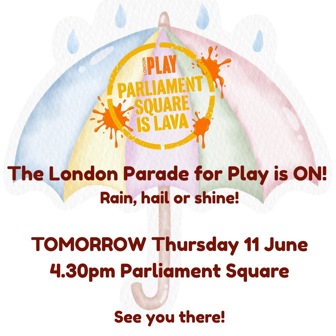 londonplay's tweet photo. The weather's looking a bit dodgy out there, people! ☔️
But play thrives on adaptation. If the lava turns into a flood, we'll build a volcano-shaped ark instead. See you there 4.30pm!
#ParliamentSquareIsLava
#InternationalDayOfPlay
#Article31
#PlayMatters https://t.co/V9Cpdi7M45
