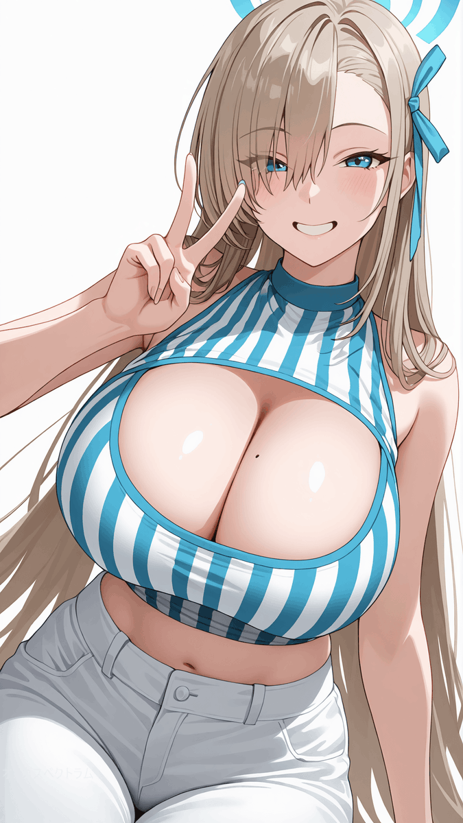 Bcm0ou's tweet photo. アスナしましま部屋着
ブルーアーカイブ
＃AIイラスト　＃ブルアカ https://t.co/2DqdMnYo75