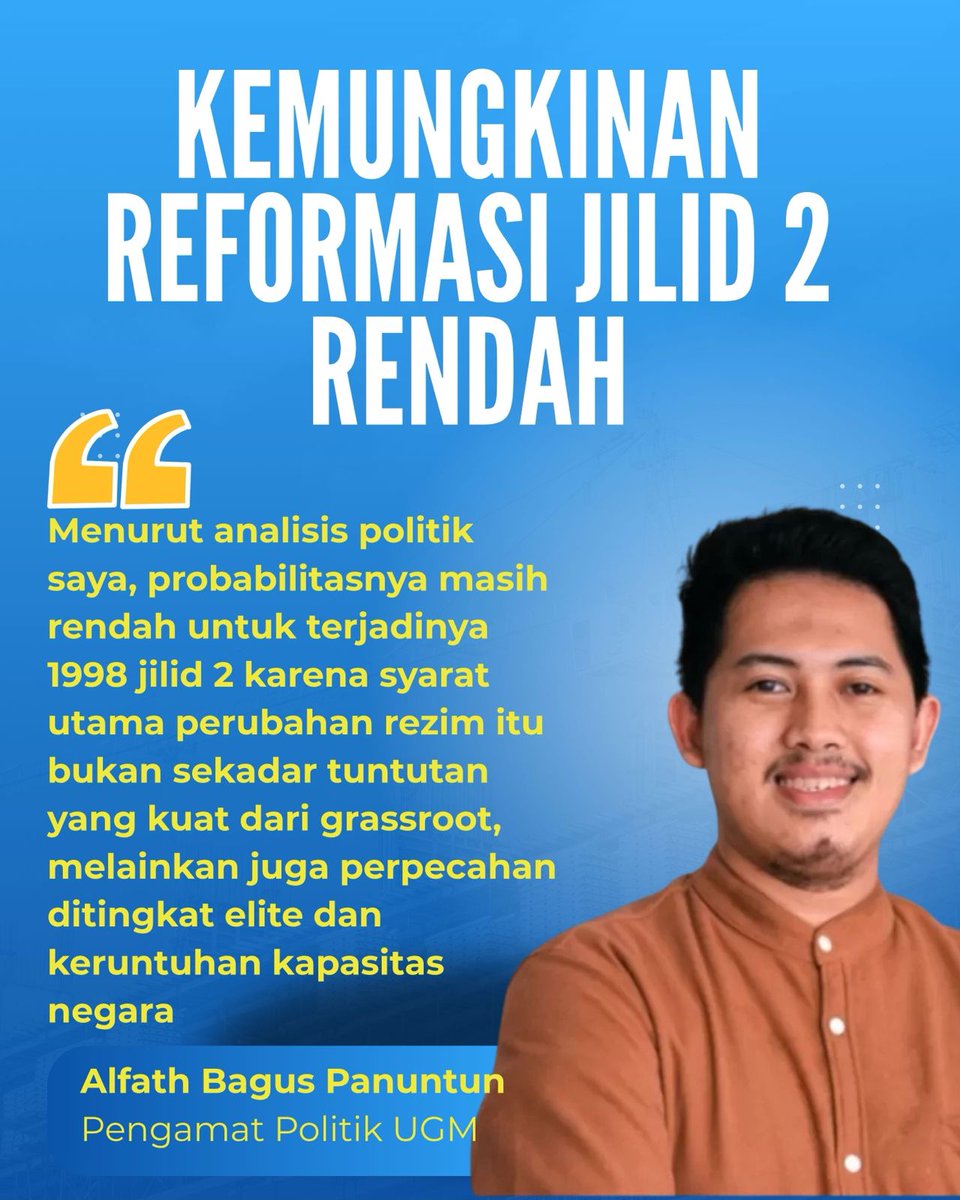 AudinaEls's tweet photo. Tidak perlu. Probabilitas Reformasi jilid II masih rendah #Reformasi2BukanSolusi https://t.co/WHDHRPl9OB