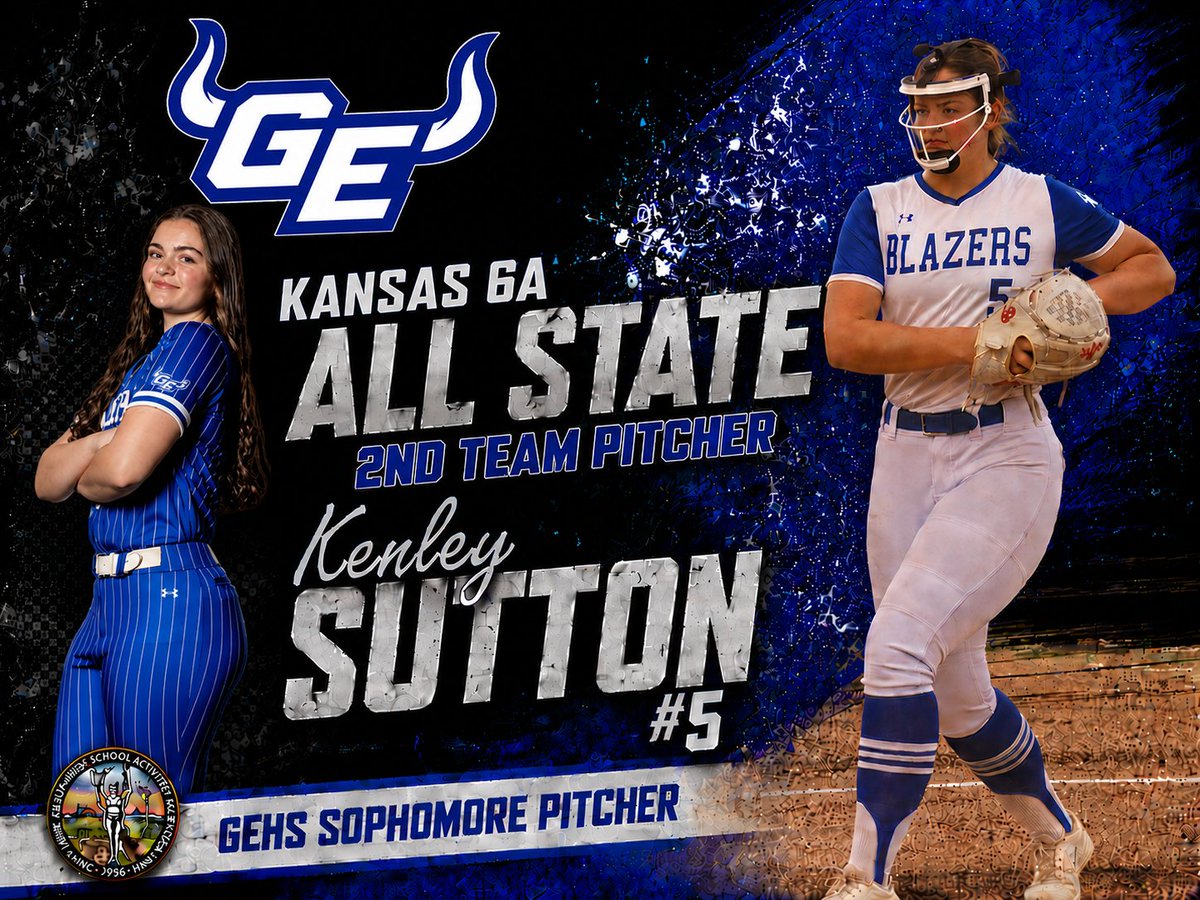 GardnerSoftball's tweet photo. Congratulations to our Sophomore, Kenley Sutton, for her Kansas 6A All-State 2nd TEAM PITCHER award! @k_sutton2028  @KansasPregame @KSSCentral @sportsinkansas @SFLLeagueKS @SFLSOFTBALL https://t.co/OXsZZjAiAF
