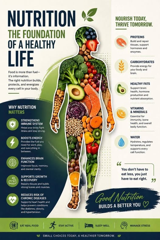 AvyraHealth's tweet photo. The human body relies on proper nutrition to perform thousands of essential functions every day. From generating energy and supporting brain activity to strengthening the immune system and repairing cells, nutrition plays a critical role in overall health and performance. https://t.co/wL66bsjDZg