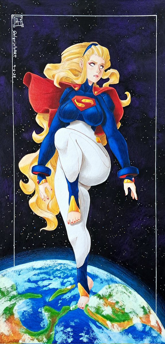elquijoteDRAWS's tweet photo. Absolute SuperGirl!!
How I imagine how she could be, a more skilled superheroine, and with a different color scheme, a little wink to PowerGirl. All traditional made with alcohol markers and acrylic painting over illustration cardboard.
#supergirl #IllustrationDesign #comic https://t.co/WshWOsEj7V