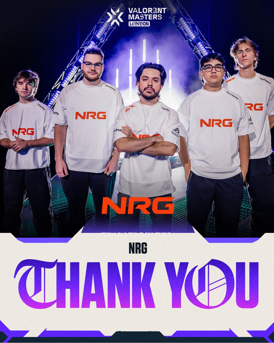 vctpacific's tweet photo. The 2025 World Champions bow out of #VALORANTMasters London in the Swiss Stage.

GGWP, @NRGgg! https://t.co/rsNoZH05fR