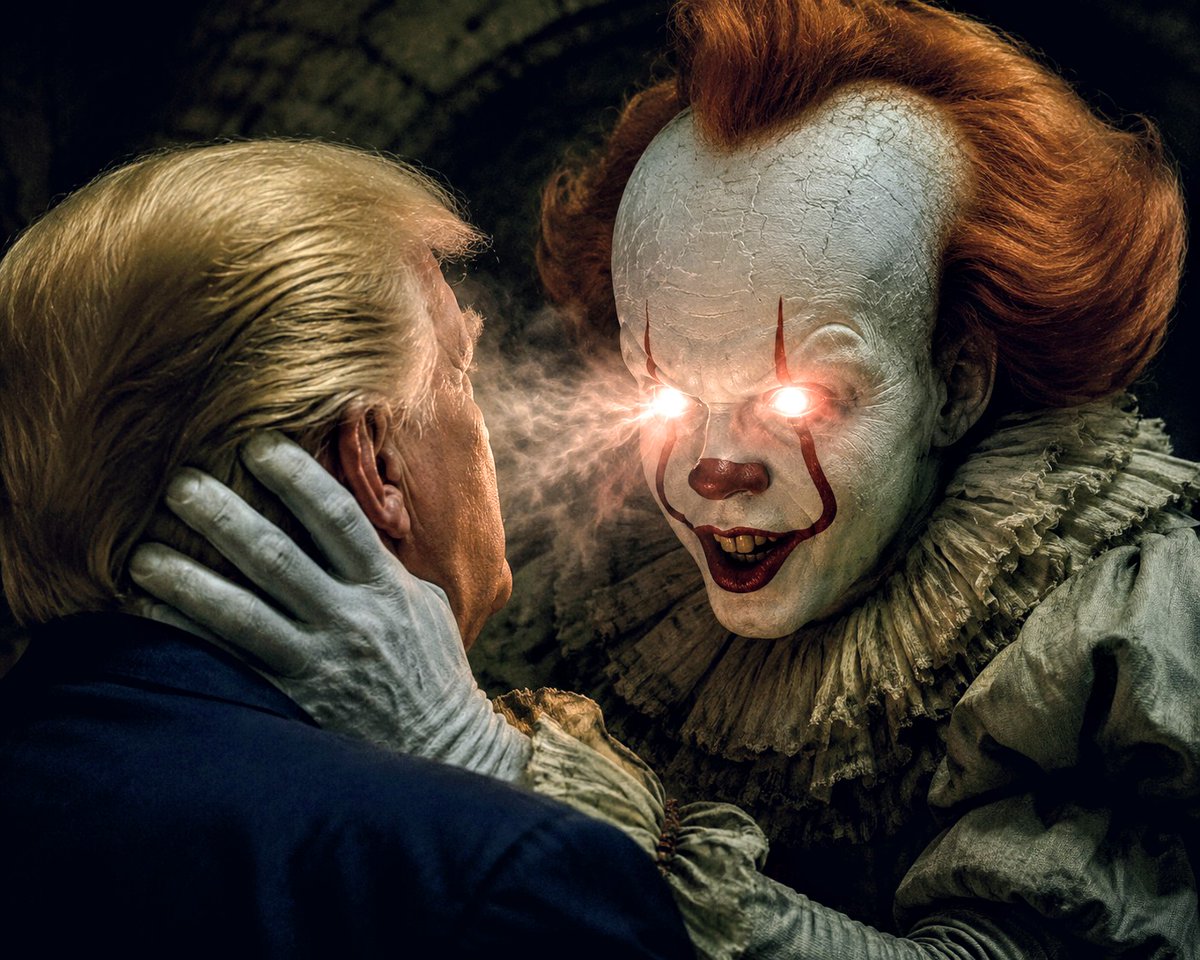 KlownzillaJr's tweet photo. @StephenKing I believe he'll float too. #IT #Pennywise #Deadlights #ThankYouPenny #EatThatOrangeCheeto #StephenKing https://t.co/vvcOSGKfbn