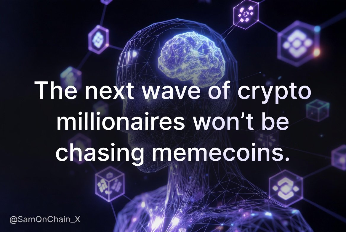 SamOnChain_X's tweet photo. The next wave of crypto millionaires won't be chasing memecoins.

They'll be early on AI agents that earn, trade, and operate onchain - autonomously.
The infrastructure is already being built. https://t.co/5fPrH3TWBf