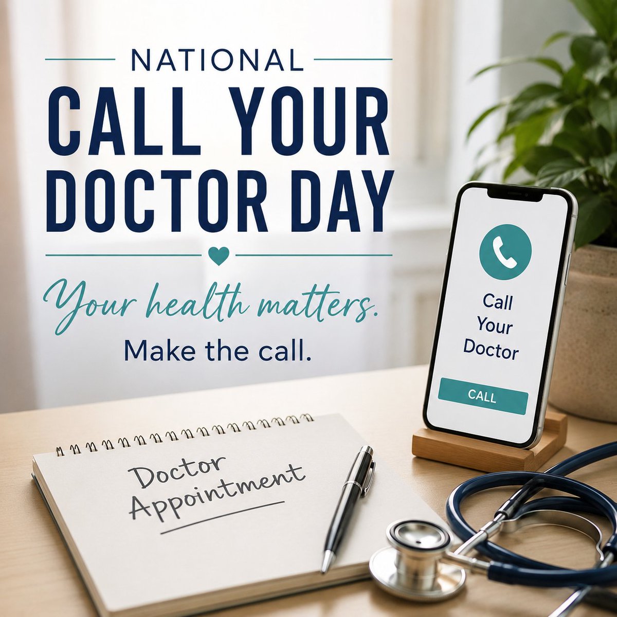 lbsmith73_liam's tweet photo. 📞 National Call Your Doctor Day 📞

Your health is one of the most important investments you can make. National Call Your Doctor Day serves as a reminder to schedule those routine checkups, screenings, and follow-up appointments that are easy to put off in our busy lives.

Preventive care can help detect potential health concerns early and keep you on track toward a healthier future. Whether it's an annual physical, a wellness exam, or a conversation about a health concern you've been meaning to address, today is a great day to make that call.

Taking care of yourself is one of the best gifts you can give to yourself and those who care about you.

❤️ Have you scheduled your next checkup?
