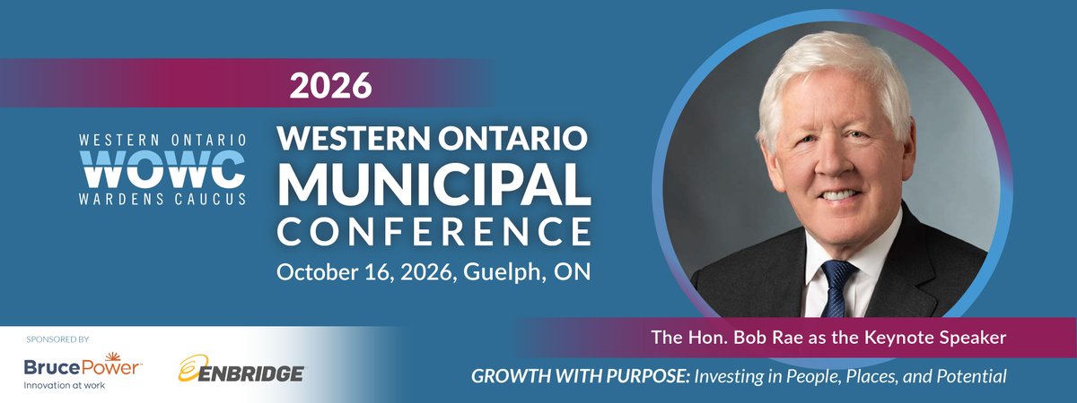 wowcinc's tweet photo. Registration is now open for #WOMC2026.

Join municipal leaders, staff, government partners, and industry professionals in Guelph on Oct. 16 to explore the issues shaping communities across Ontario.

Featuring keynote speaker Hon. Bob Rae.

Register: https://t.co/ilJ5syk38z https://t.co/mPm6hEKiPu