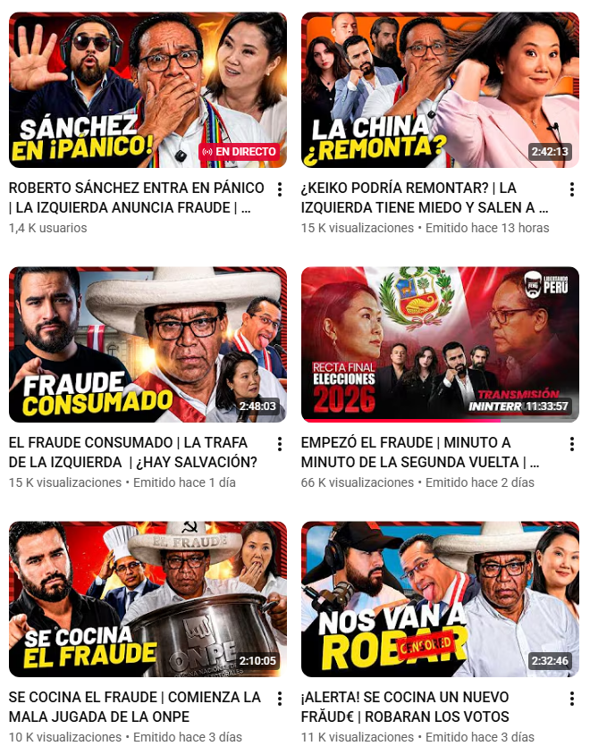 IbeliceAzocar's tweet photo. La secuencia de videos de los liberfachos es increíble. Denunciaron fraude desde antes del domingo, pero como keiko está subiendo ahora les da hasta para burlarse de los otros que gritan fraude. https://t.co/e7xYKFdtrn