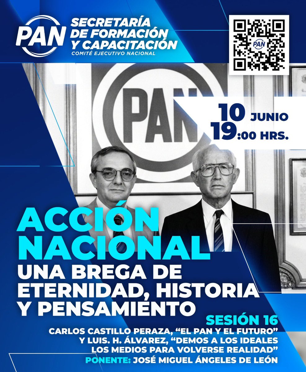 FORMACIONCENPAN's tweet photo. 📲 No somos oposición simbólica, somos una alternativa real para México.

Acompáñanos a la sesión 16 del Seminario “Acción Nacional: Una brega de eternidad, historia y pensamiento”. 

📅 Miércoles 10 de junio | 19.00 hrs. (TCM)
🔗 Conéctate aquí: https://t.co/M0EBxnvOXB https://t.co/snkT4zYW4y