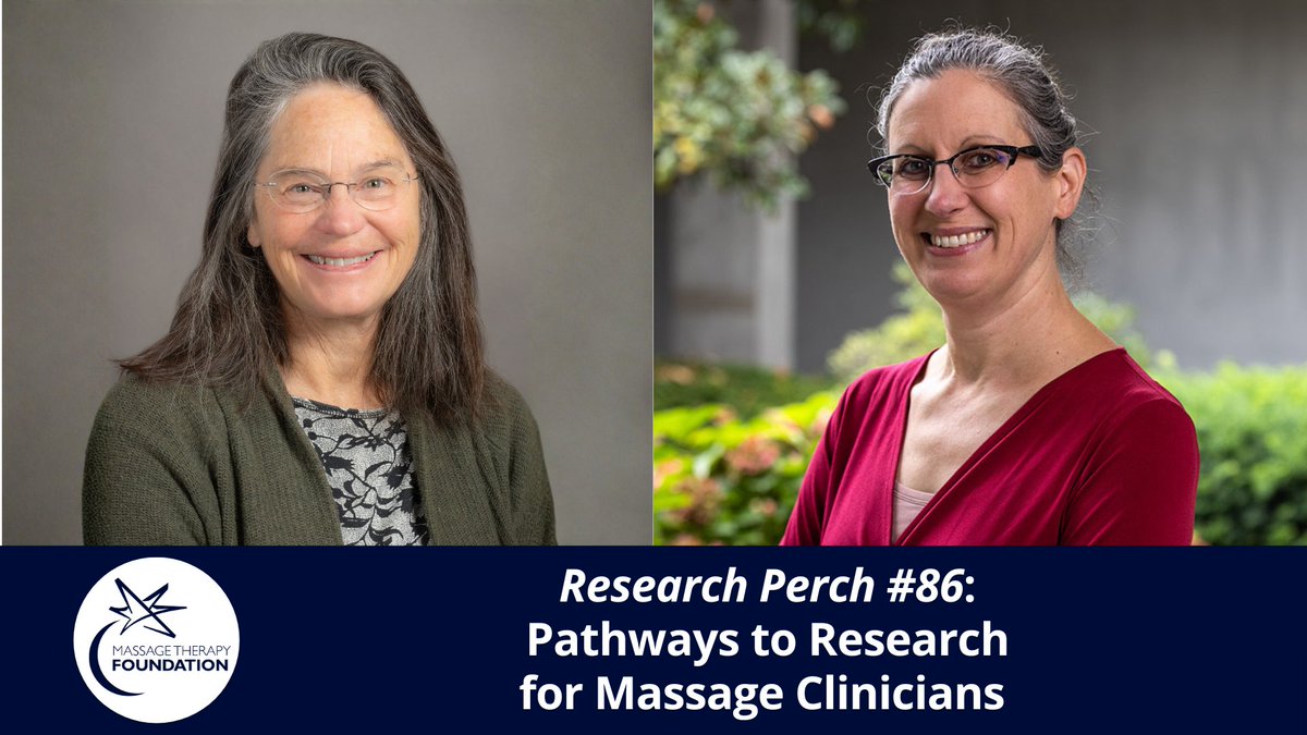 TheMTFoundation's tweet photo. Tune in to Research Perch as Dr. Cynthia Price and Dr. Niki Munk discuss how MTs can meaningfully contribute to the emerging body of massage research. This episode addresses common questions about getting involved: https://t.co/RtP4DHo3Xm https://t.co/5JCdPcxKVk
