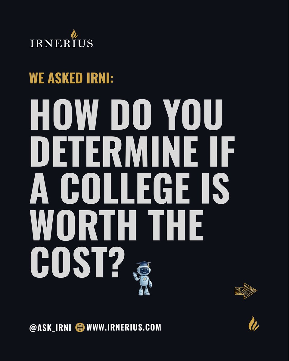 AskIRNI's tweet photo. How do you determine if a college is worth it?

Stop guessing about your college investment. IRNI instantly compares real data on costs, earnings, and outcomes across your favorite schools, so you can make the most informed decision about your future. Get personalized insights based on what matters most to YOU.

Ready to find your best-fit school? Start chatting with IRNI today. Get 10 days FREE. No credit card required.

https://t.co/8xI11FE5CO

#CollegeSearch #CollegePlanning #ROI #StudentDebt #CollegeAdmissions