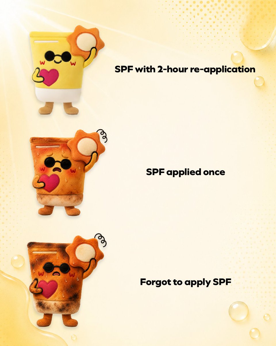 WatsonsSG's tweet photo. 🍞 Singapore weather lately be like…
SPF reapplied every 2 hours 😎✨
SPF applied once 😮‍💨
Forgot SPF completely 💀☀️
Daily SPF protection and regular reapplication help keep your skin protected when you’re out and about 💙

Save this as a reminder for your next sunny day ☀️ https://t.co/yBzyXNygpA