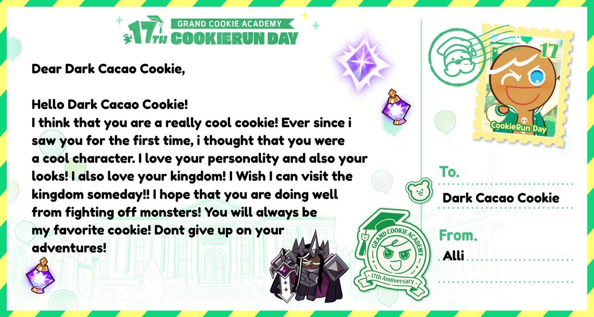 allisxstar's tweet photo. #CookieRun17th_CookieLetter
A letter to my favorite ancient cookie! https://t.co/AgTNhgBiU1