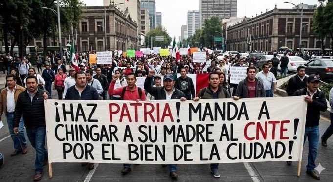 Humanismo4T's tweet photo. Hagamos patria y no permitamos que un grupo de vándalos secuestren la CDMX y nos tengan como sus rehenes. 

Ni son maestros, ni son madres buscadoras, ni son agricultores y mucho menos son estudiantes de Ayotzinapa. 

Juntos y sin violencia podemos 🙋🏻‍♂️ https://t.co/57QMmCCmkg