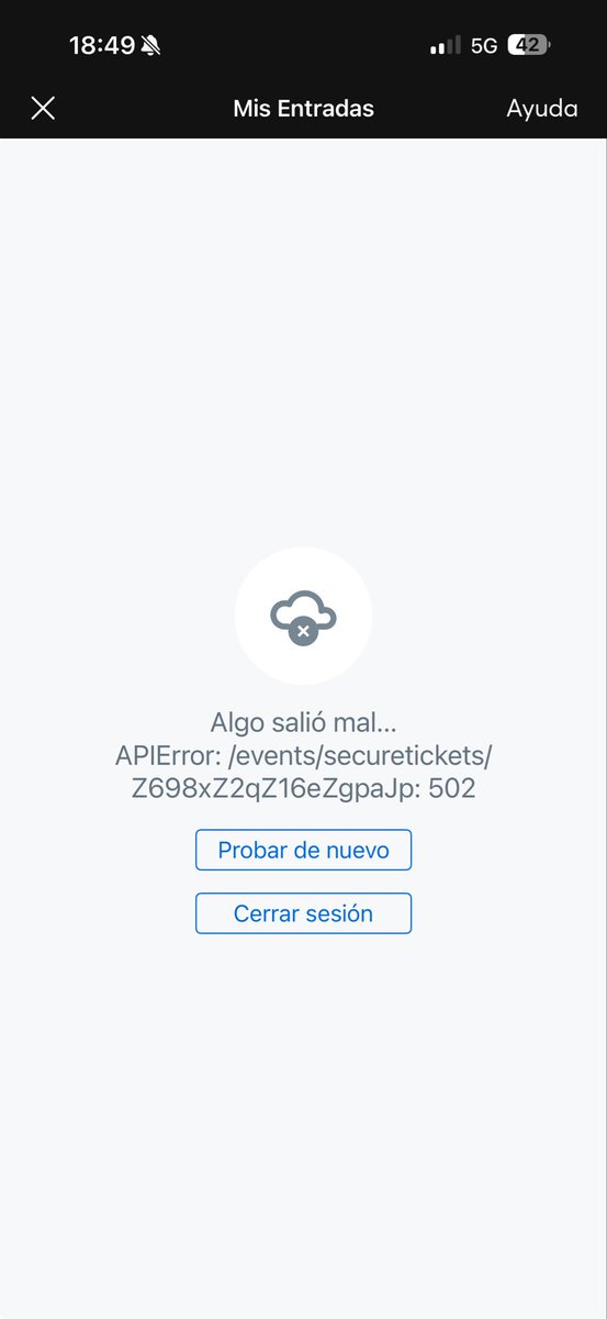 PatriMatas's tweet photo. Sigo sin poder acceder a mis entradas @TicketmasterES https://t.co/SdIkdW4faZ