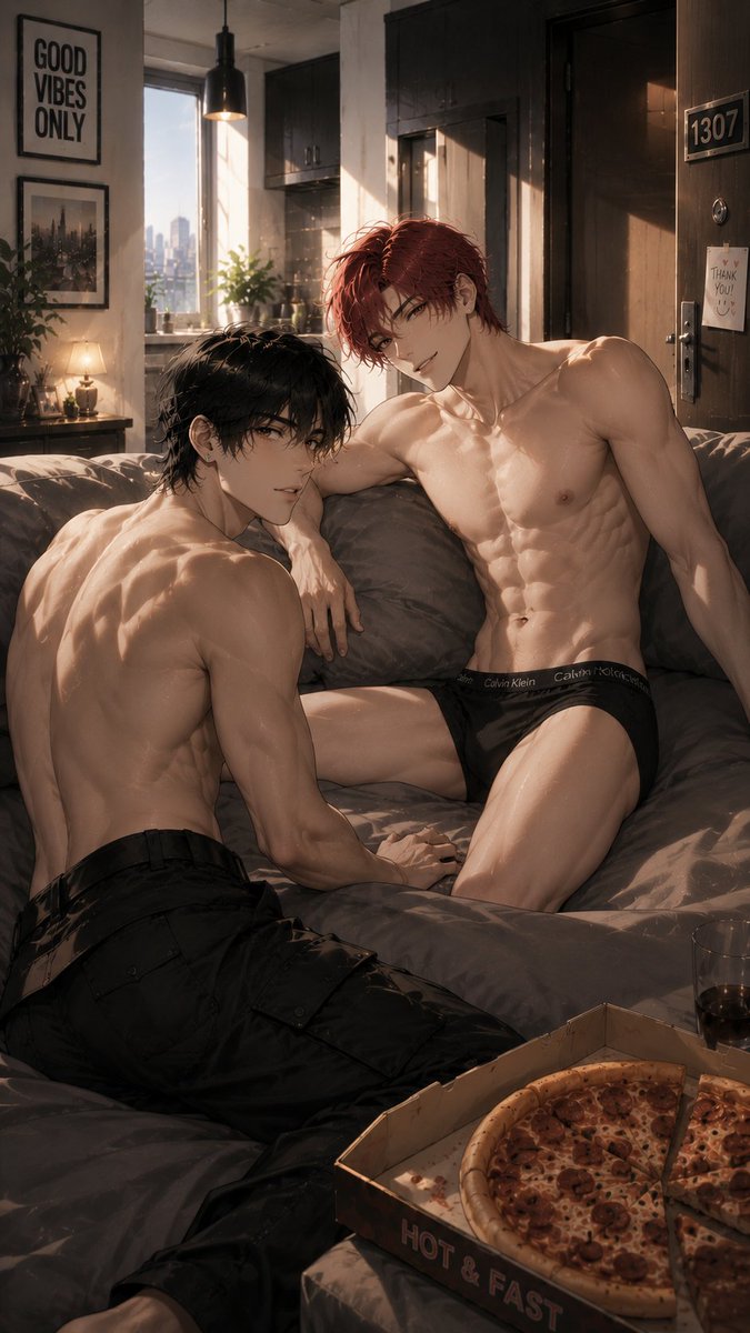 ferorogunso's tweet photo. Pizza time
#AIイラスト #AIart️️️️️️️️️️️️️️️️️️️️️️️️️️️️️️️️️️️️️️️️️️️️️️️️️️️ #yaoi #nsfwㅤㅤ #bl https://t.co/cdzjohjBDs
